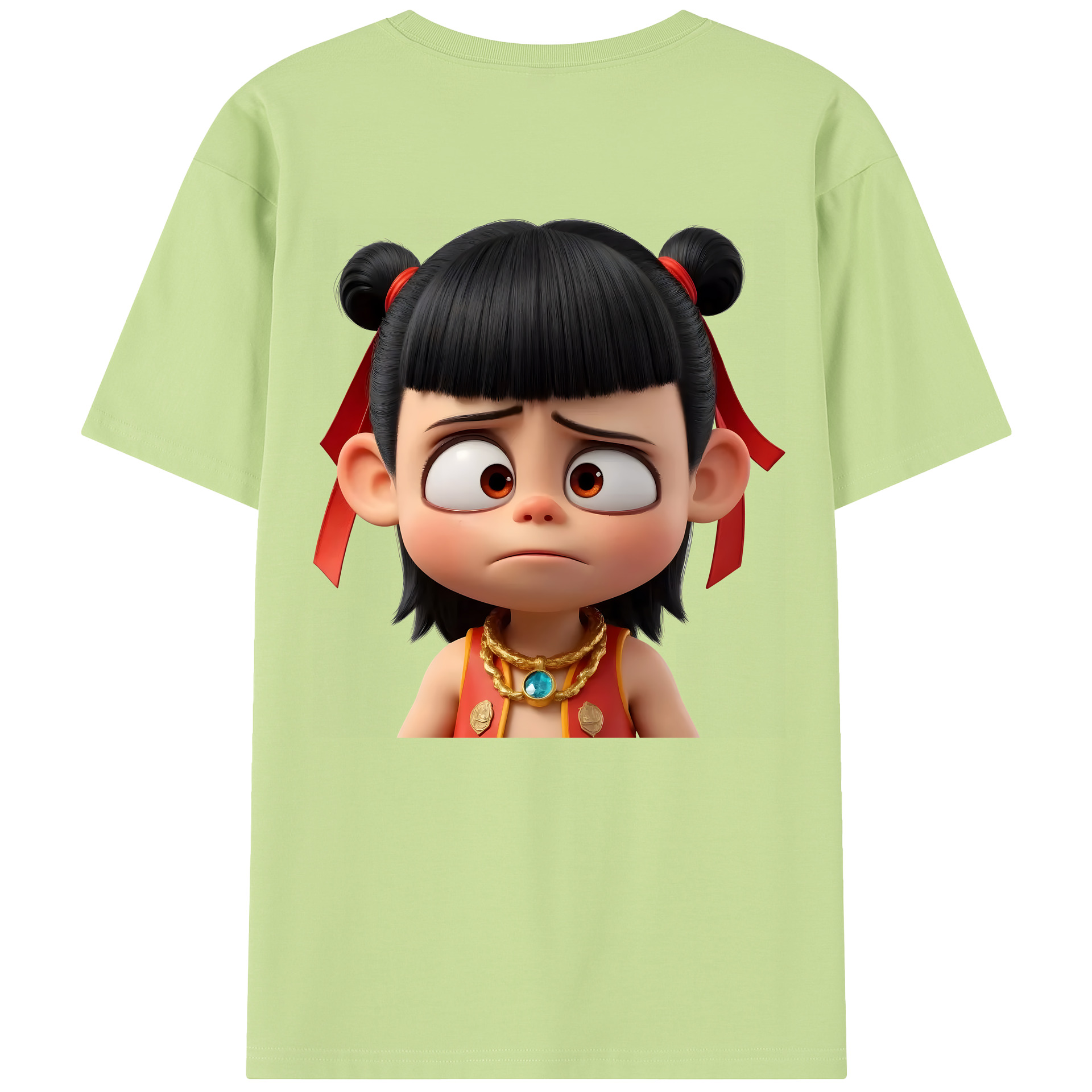 （画像用） Ne Zha 2 ナタ 魔童の大暴れ 綿100％半袖Tシャツ（背面プリント）